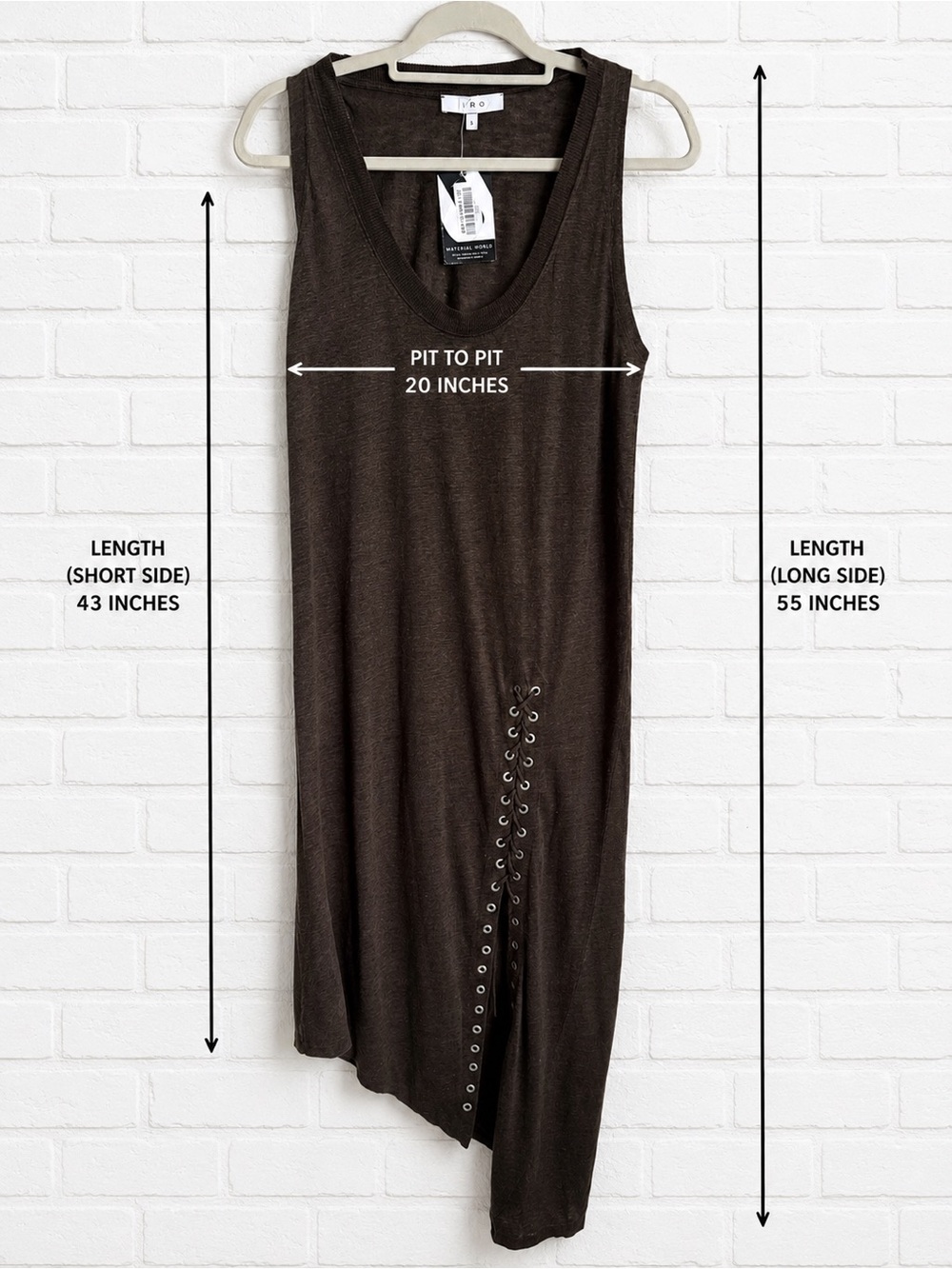 IRO Karossi Asymmetrical Linen Dress Brown Lace-Up Side Slit Sleeveless Size S - Picture 13 of 13